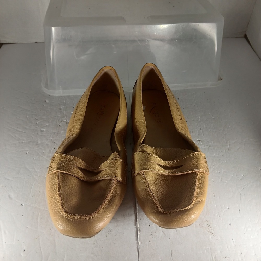 Talbots Penny Loafer Flats 8M Tan Pebbled Leather Preppy Workwear Classic - Picture 3 of 10